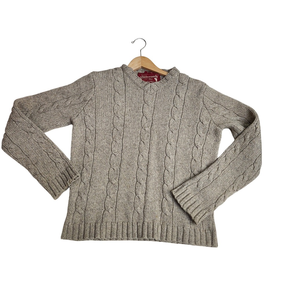 VTG Abercrombie‎ & Fitch Muscle XL Cable-Knit Wool & Cotton Y2K Chunky Sweater